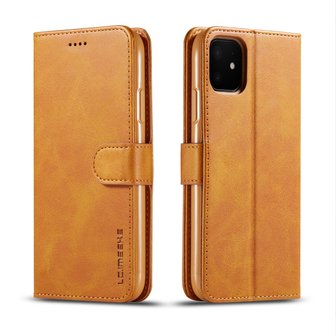 LC.IMEEKE Wallet / portemonne hoesje voor iPhone 11 / iPhone Xr - cognac