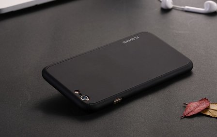 iPhone 7 / 8 plus armor case met tempered glass hoesje - zwart