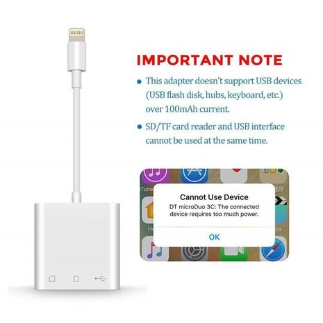 USB-C Camera connection kit 3 in 1 voor iPad &amp; andere apparaten met USB-C aansluiting / USB / MICRO SD