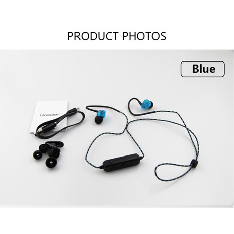 LANGSDOM BS80 oordopjes bluetooth draadloze stereo handsfree hoofdtelefoon - zwart