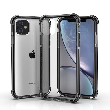 iPhone 11 / iPhone XR bumper case TPU + acryl - transparant zwart