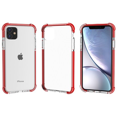 iPhone 11 / iPhone XR bumper case TPU + acryl - transparant rood