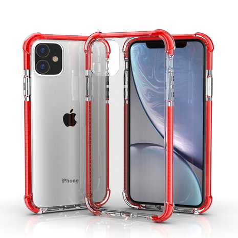 iPhone 11 / iPhone XR bumper case TPU + acryl - transparant rood