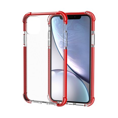 iPhone 11 / iPhone XR bumper case TPU + acryl - transparant rood