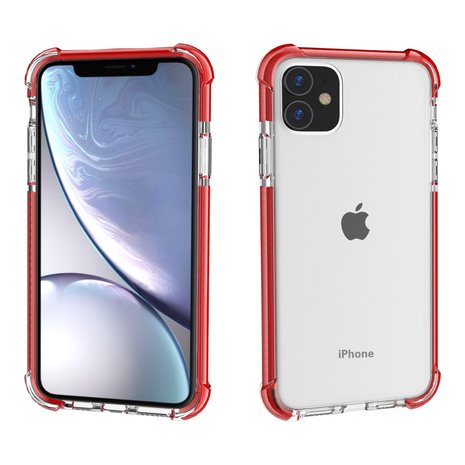 iPhone 11 / iPhone XR bumper case TPU + acryl - transparant rood