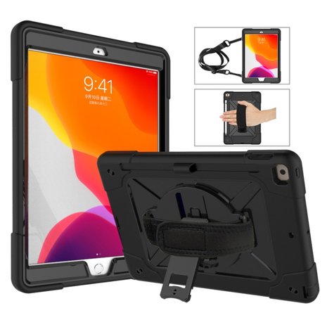 iPad 10.2 (2019) Hand Strap hoes armor case met nekkoord - Zwart