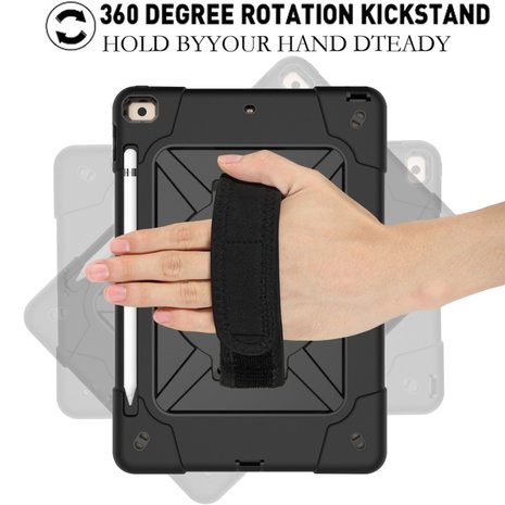 iPad 10.2 (2019) Hand Strap hoes armor case met nekkoord - Zwart