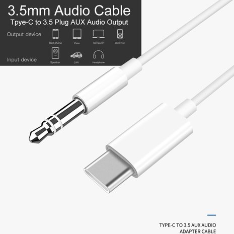 USB-C naar 3.5mm AUX kabel - zilver