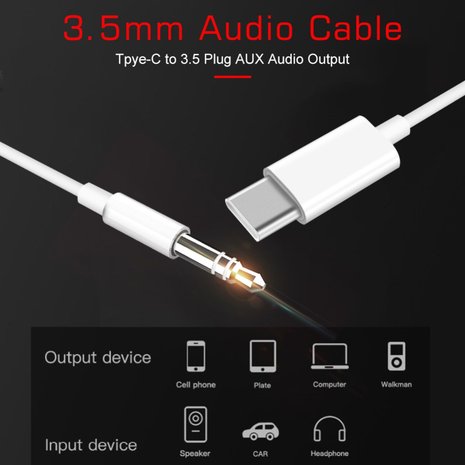 USB-C naar 3.5mm AUX kabel - zilver