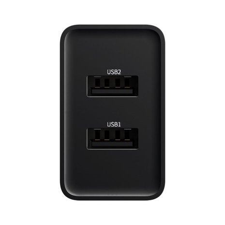 Baseus oplader / netlader met 2 USB poorten 2.1A - zwart