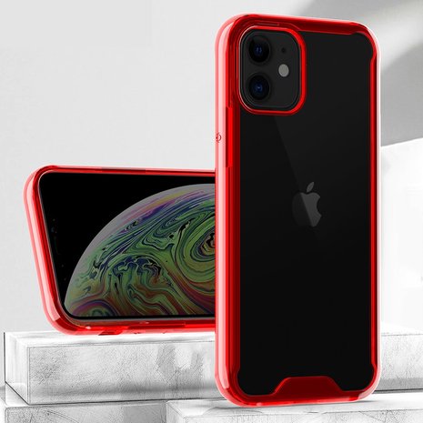 iPhone 12 mini bumper case TPU + acryl - transparant rood