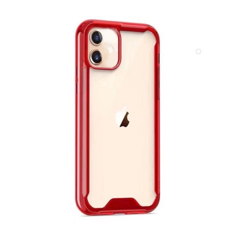 iPhone 12 mini bumper case TPU + acryl - transparant rood