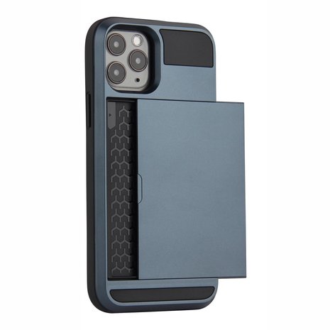iPhone 12/ iPhone 12 Pro hybrid case hoesje met ruimte voor 2 pasjes - zwart