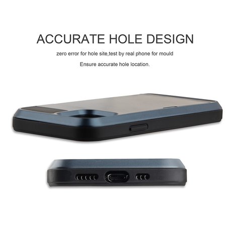iPhone 12/ iPhone 12 Pro hybrid case hoesje met ruimte voor 2 pasjes - zilver