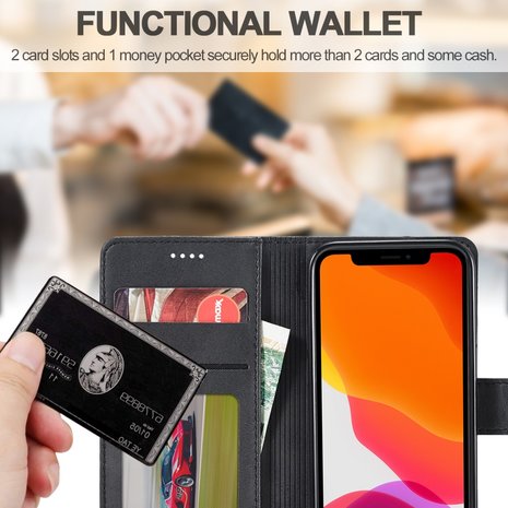 LC.IMEEKE Wallet / portemonnee hoesje voor iPhone 12 - zwart