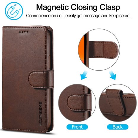 LC.IMEEKE Wallet / portemonnee hoesje voor iPhone 12 - coffee / bruin