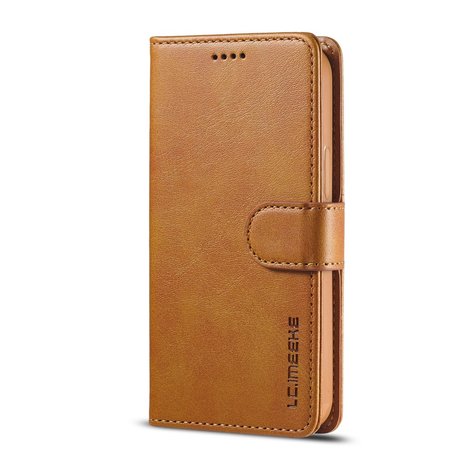 LC.IMEEKE Wallet / portemonnee hoesje voor iPhone 12 - cognac / bruin