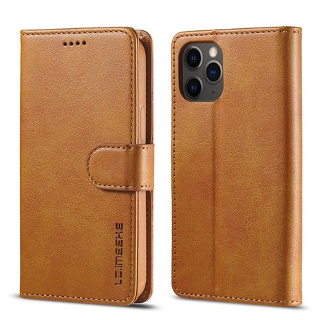 LC.IMEEKE Wallet / portemonnee hoesje voor iPhone 12 - cognac / bruin