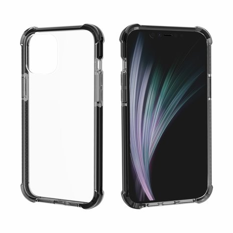 iPhone 12 / iPhone 12 Pro bumper case TPU + acryl - transparant zwart
