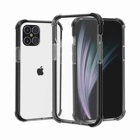 iPhone 12 / iPhone 12 Pro bumper case TPU + acryl - transparant zwart