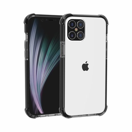 iPhone 12 / iPhone 12 Pro bumper case TPU + acryl - transparant zwart