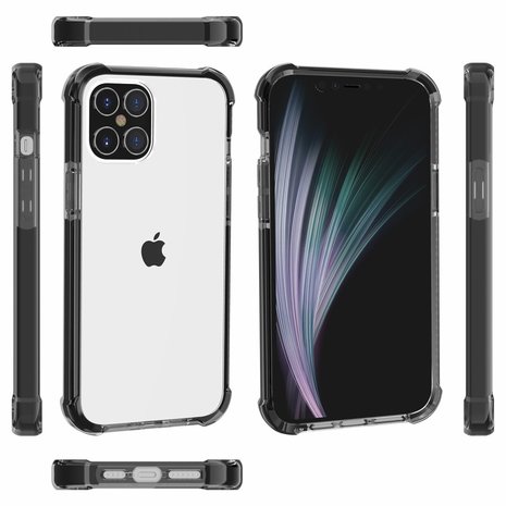 iPhone 12 / iPhone 12 Pro bumper case TPU + acryl - transparant zwart