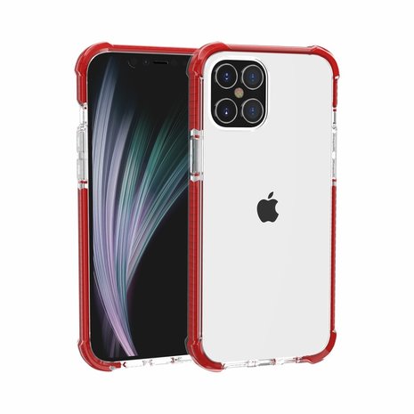 iPhone 12 / iPhone 12 Pro bumper case TPU + acryl - transparant rood