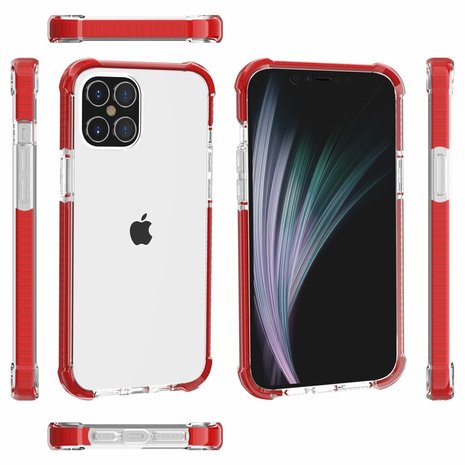 iPhone 12 / iPhone 12 Pro bumper case TPU + acryl - transparant rood