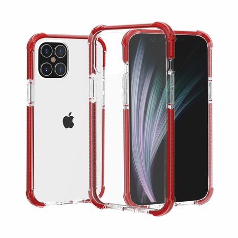 iPhone 12 / iPhone 12 Pro bumper case TPU + acryl - transparant rood