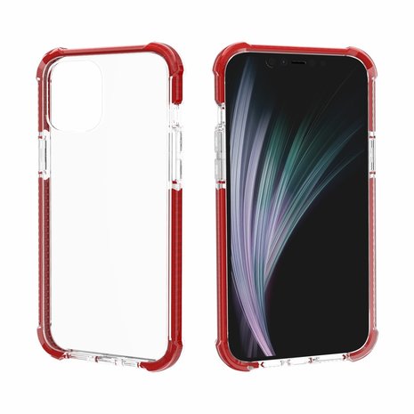 iPhone 12 / iPhone 12 Pro bumper case TPU + acryl - transparant rood