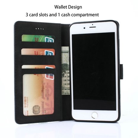 iPhone 7 / 8 / SE (2020) wallet / portemonnee case hoesje - zwart
