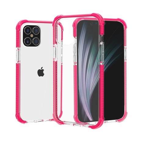 iPhone 12 / iPhone 12 Pro bumper case hoesje TPU + acryl - transparant Roze