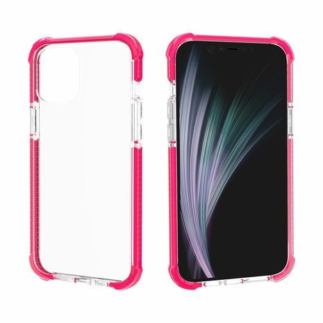 iPhone 12 / iPhone 12 Pro bumper case hoesje TPU + acryl - transparant Roze