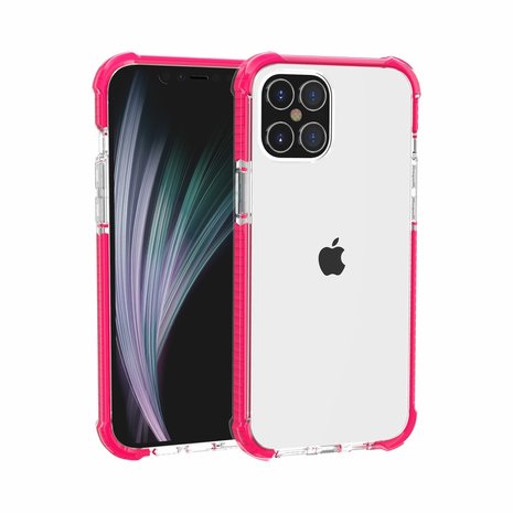 iPhone 12 / iPhone 12 Pro bumper case hoesje TPU + acryl - transparant Roze