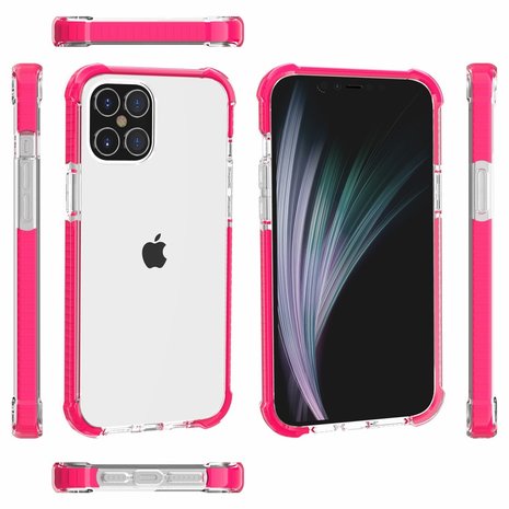 iPhone 12 / iPhone 12 Pro bumper case hoesje TPU + acryl - transparant Roze