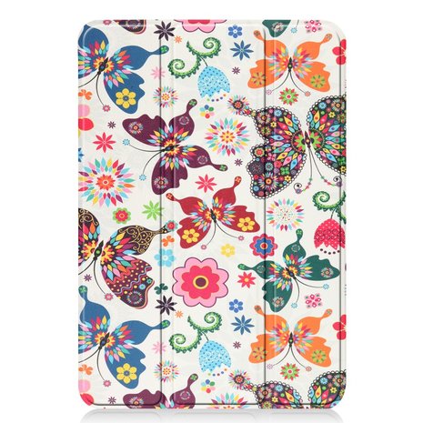 Tri-fold smart case hoes voor iPad mini (2021) - vlinders en bloemen