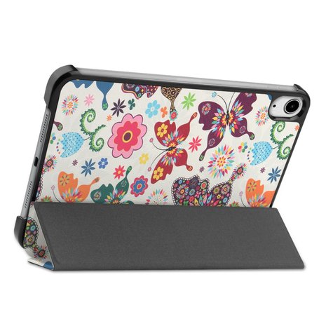 Tri-fold smart case hoes voor iPad mini (2021) - vlinders en bloemen