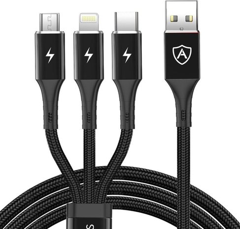 3 in 1 kabel Micro USB | USB-C | iPhone / iPad - zwart