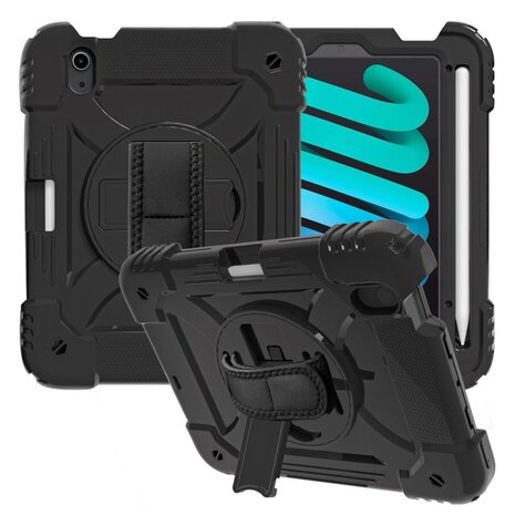 Hand Strap hoes armor case voor&nbsp;iPad mini (2021) - Zwart
