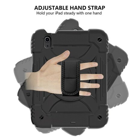 Hand Strap hoes armor case voor&nbsp;iPad mini (2021) - Zwart