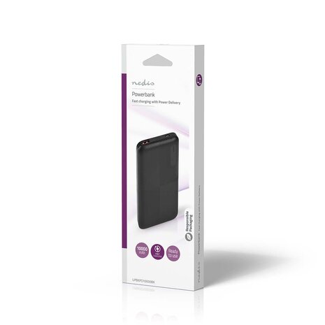 Nedis Draagbare Powerbank 10000 mAh USB met USB-C PD 18w Zwart