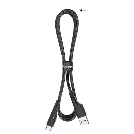 Korte USB-A naar USB-C Oplaadkabel - Zwart