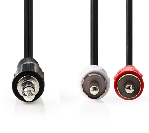 Stereo Audiokabel - 3,5 mm Male - 2x RCA Male - Vernikkeld - 1.50 m - Rond - Zwart