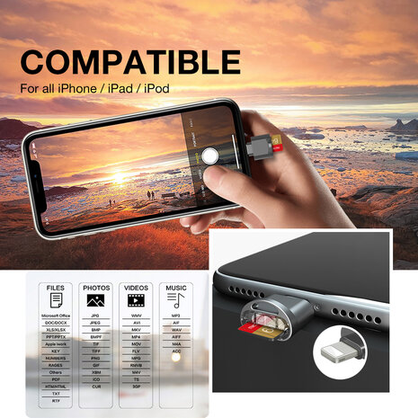 Micro SD kaartlezer voor iPad en iPhone