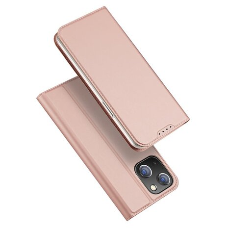 DUX DUCIS Skin Pro Series Stand Case voor iPhone 15, Kaarthouder van PU-leer - Roze