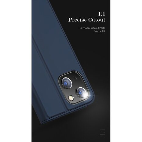 DUX DUCIS Skin Pro Series Stand Case voor iPhone 15, Kaarthouder van PU-leer - Blauw