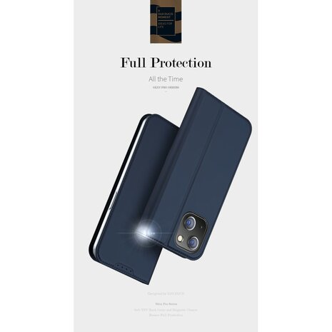 DUX DUCIS Skin Pro Series Stand Case voor iPhone 15, Kaarthouder van PU-leer - Blauw