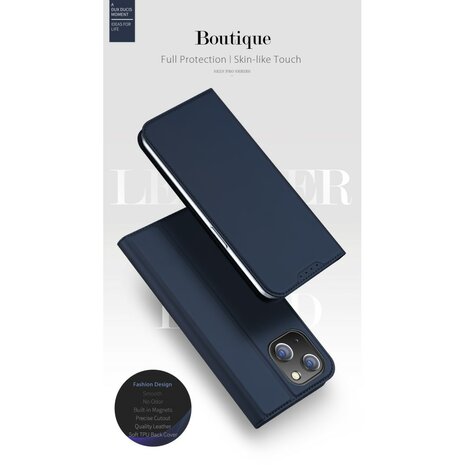 DUX DUCIS Skin Pro Series Stand Case voor iPhone 15, Kaarthouder van PU-leer - Blauw