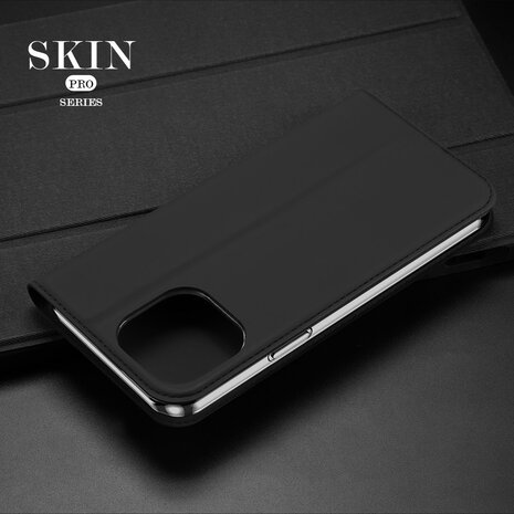 DUX DUCIS Skin Pro Series Stand Case voor iPhone 15, Kaarthouder van PU-leer - Zwart