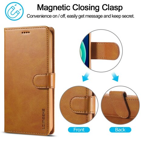 LC.IMEEKE Wallet Case voor iPhone 15 - Chic in Cognac